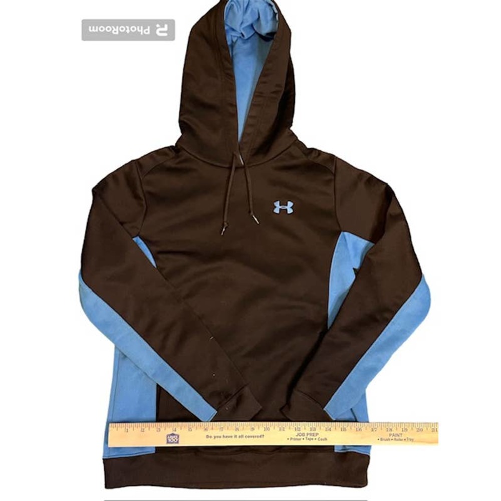 Under Armour Black Blue Hoodie Pullover Hooded Sweatshirt Womens XL Like New - Picture 2 of 4